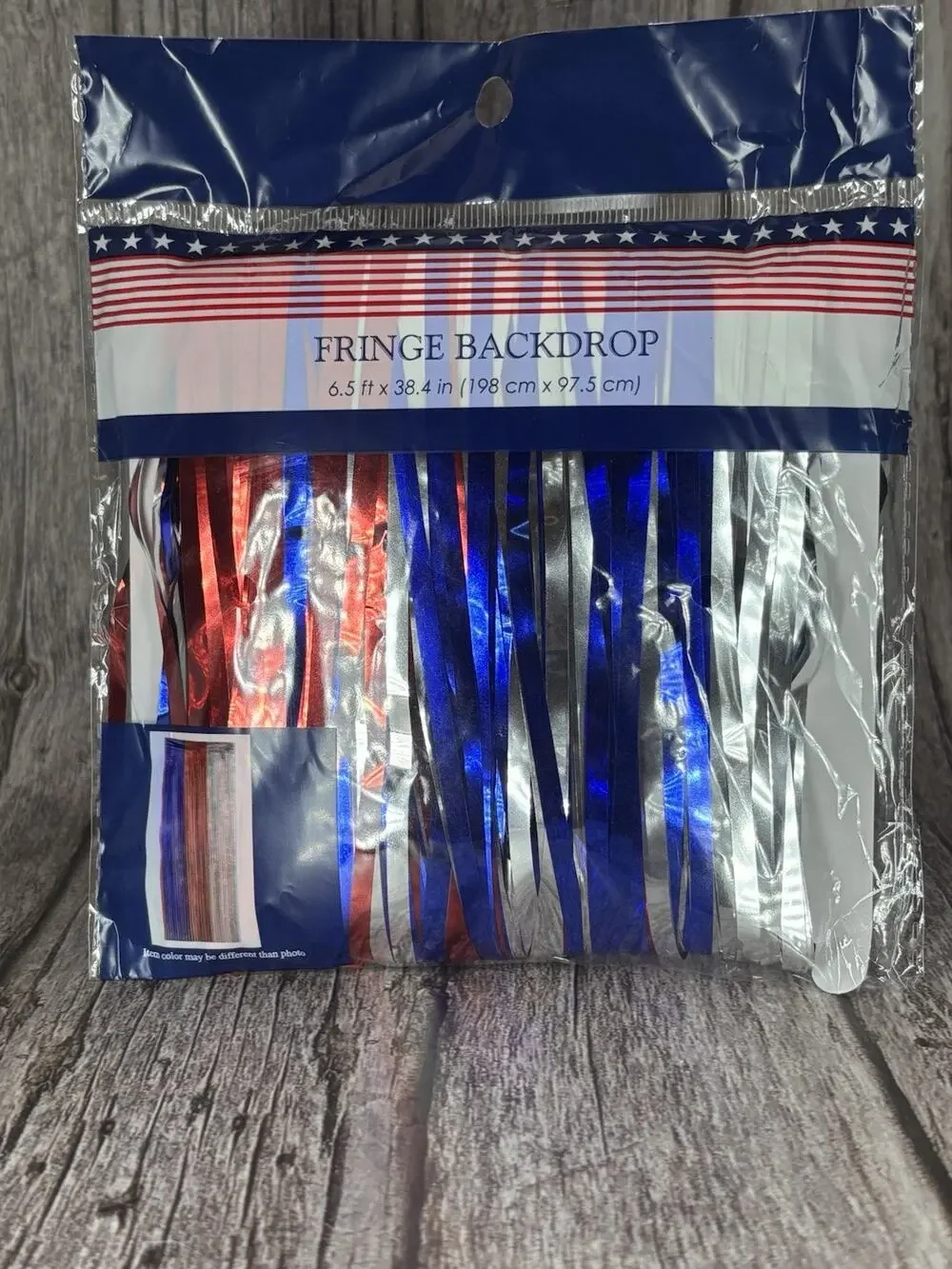 Red, Silver, and Blue Fringe Backdrop 4th of July SHIPS FREE